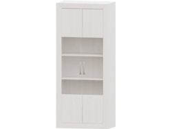 Vitrina MUEBLAM Niza (Blanco y Plateado - Melamina - 80x190x42 cm)