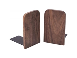 Soporte De Libros De Nogal Antiguo Con Base De Metal 2 Piezas Resistente Para Libros Pesados Zft