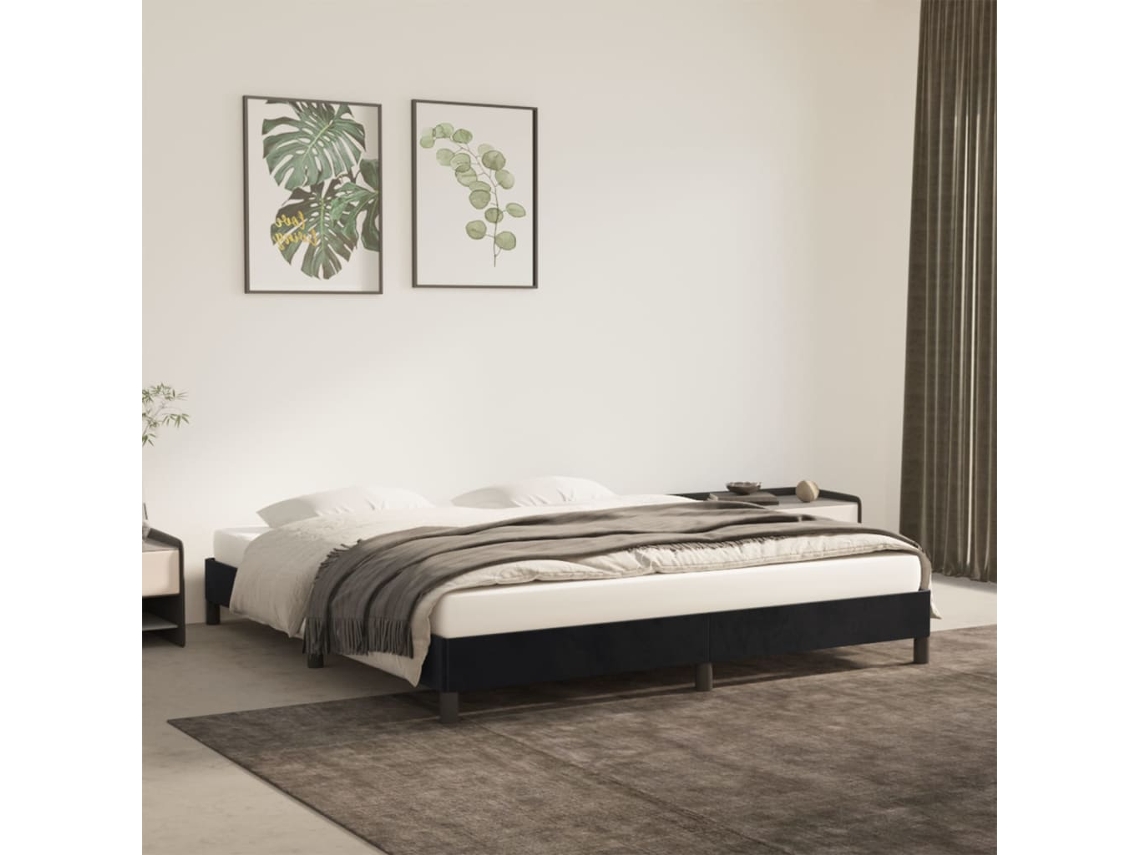 Estructura de cama sin colchón terciopelo negro 160x200 cm