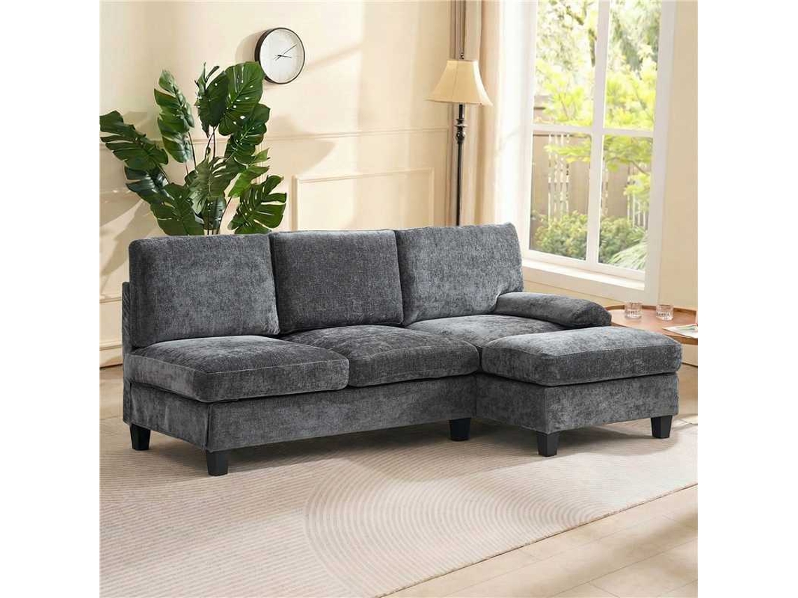Sofá 3 Plazas 194x118x81 Cm - Lateral, Cama Y Lounge, Para Salón Y Dormitorio - Gris