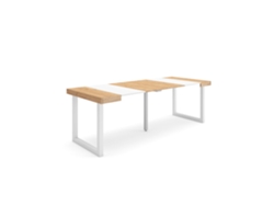 Mesa Consola extensible 220 Para 10 comensales Patas madera maciza Roble y blanco