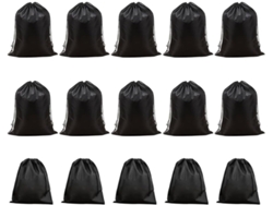 Juego 15 Bolsas Negras Tejida Cordón Ajustable Paquete Almacenamiento Prueba Polvo Doble Organizar Accesorios