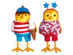 2 piezas decorativas con pájaros bonitos, estilo playa y verano.