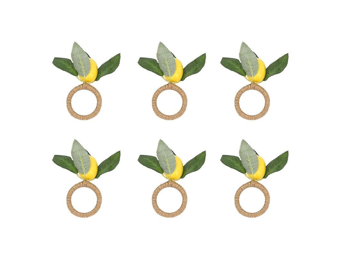 6 Anillos Para Servilletas De Simulación De Limón Plantas Con Hoja Y Vidrio Para Mesa Eventos Bodas Fiestas