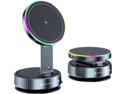 Cargador Magnético Plegable Para Coche De 15 W Con Soporte Para Aspiradora Para Salpicadero