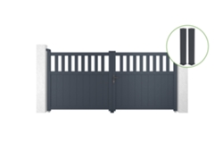 Puerta abatible 3m SANTIS H.140cm aluminio gris 2 postes 20x20cm H.166cm CASANOOV