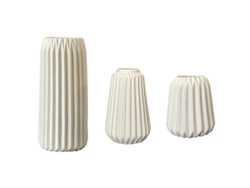 Nicecee Juego De 3 Jarrones De Cerámica Acanalados Para Decoración Del Hogar