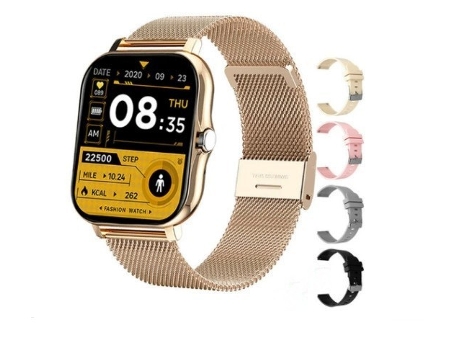 Smartwatch CO-PHÉNIX Y13 Gold Bluetooth Pulsera de acero con 4 pulseras de silicona