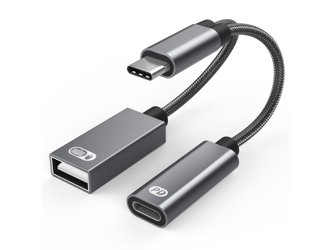 Usb-c Macho A Usb Hembra + Conector De Carga Usb-c Y Adaptador, Gris Digitallab