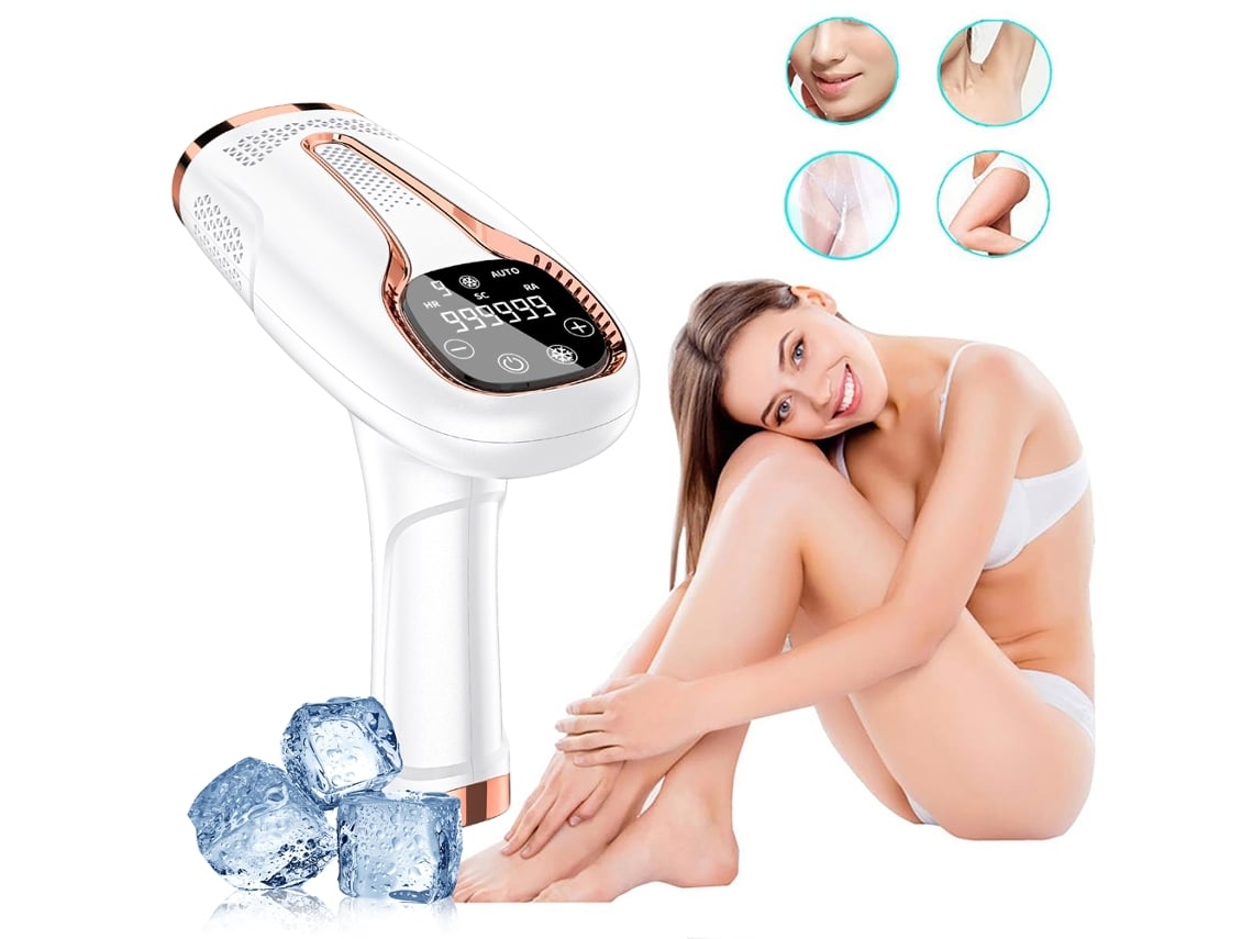 Dispositivo de depilación permanente IPL con enfriamiento por hielo, 5 niveles de energía, 999.999 destellos.
