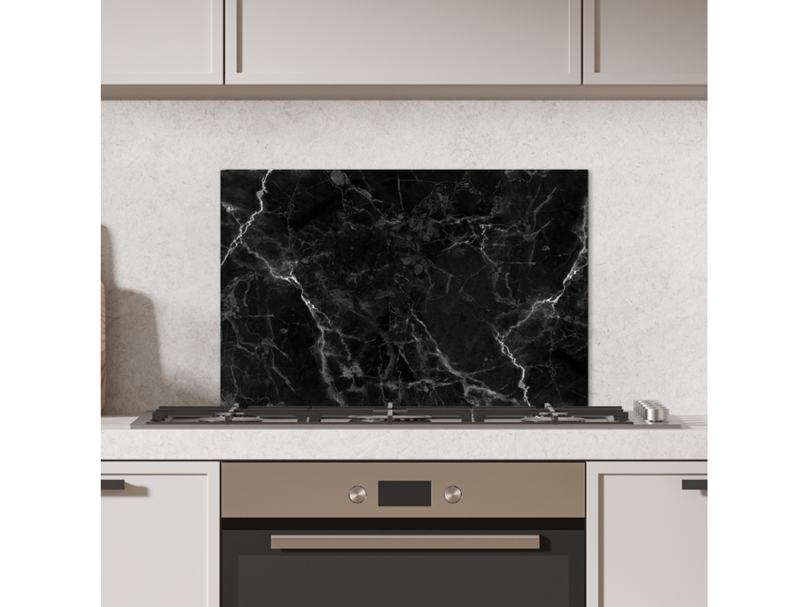 Panel antisalpicaduras de cocina con efecto mármol - Negro - Blanco - Textura - Aspecto mármol 60x40 cm