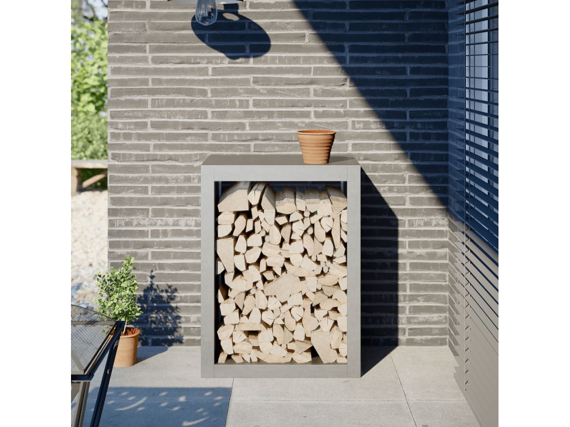 Leñero 60x40x80 cm Acero Inoxidable LOVELY HOME