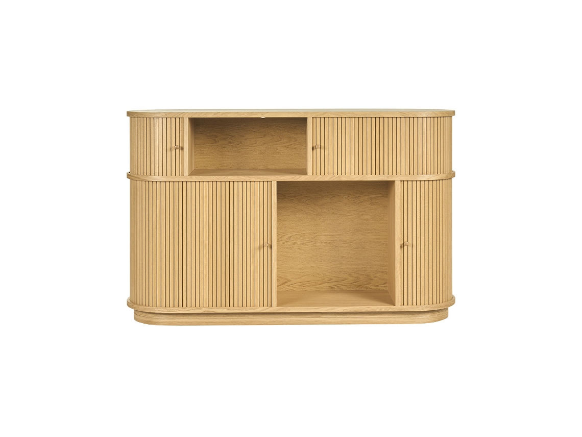 Consola vintage en madera Clara con puertas y correderas de roble L120 cm Epic Miliboo