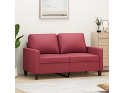 Sofá De 2 Plazas De Cuero Sintético Rojo Vino 120 Cm