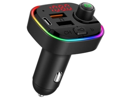 Transmisor Fm Bluetooth para cargador rápido de coche Qc3.0 y adaptador de radio con retroiluminación LED Usb-C Pd 18W 7