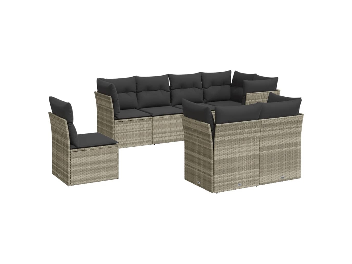 Maison Exclusive - Set De Sofás De Jardín 8 Pzas Y Cojines Ratán Sintético Gris