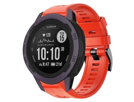 Correa para Garmin Instinct 2s Hebilla de metal Correa de reloj de silicona de color sólido Rojo VENISYMLIS