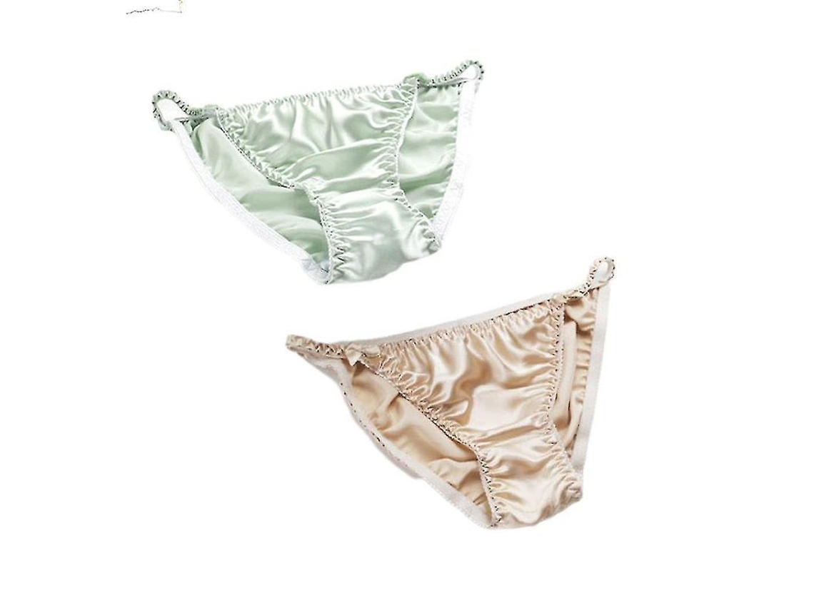 2026-2pcs Tanga De Seda De Morera Para Mujer Con Cinturón Elástico Alto Sexy Bikini Transpirable Talla S-xxl