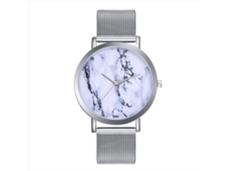 Reloj De Pulsera Casual Para Hombres Y Mujeres Analógico Correa De Malla Plata