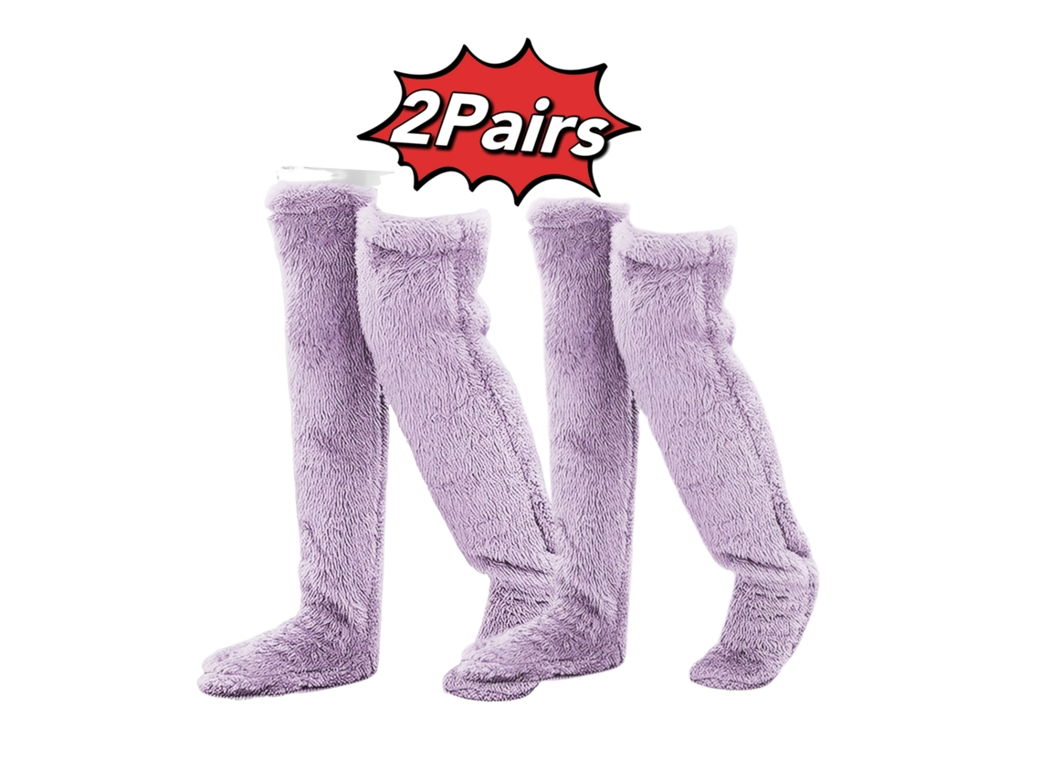 2 Pares De Calcetines Por Encima De La Rodilla, Calcetines Altos Cálidos De Invierno, Calentadores De Piernas Cálidos (morado) Cuich