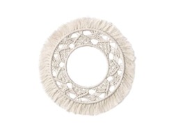 Tapiz circular de macramé tejido a mano estilo bohemio con hilo de algodón y flecos, estilo nórdico.