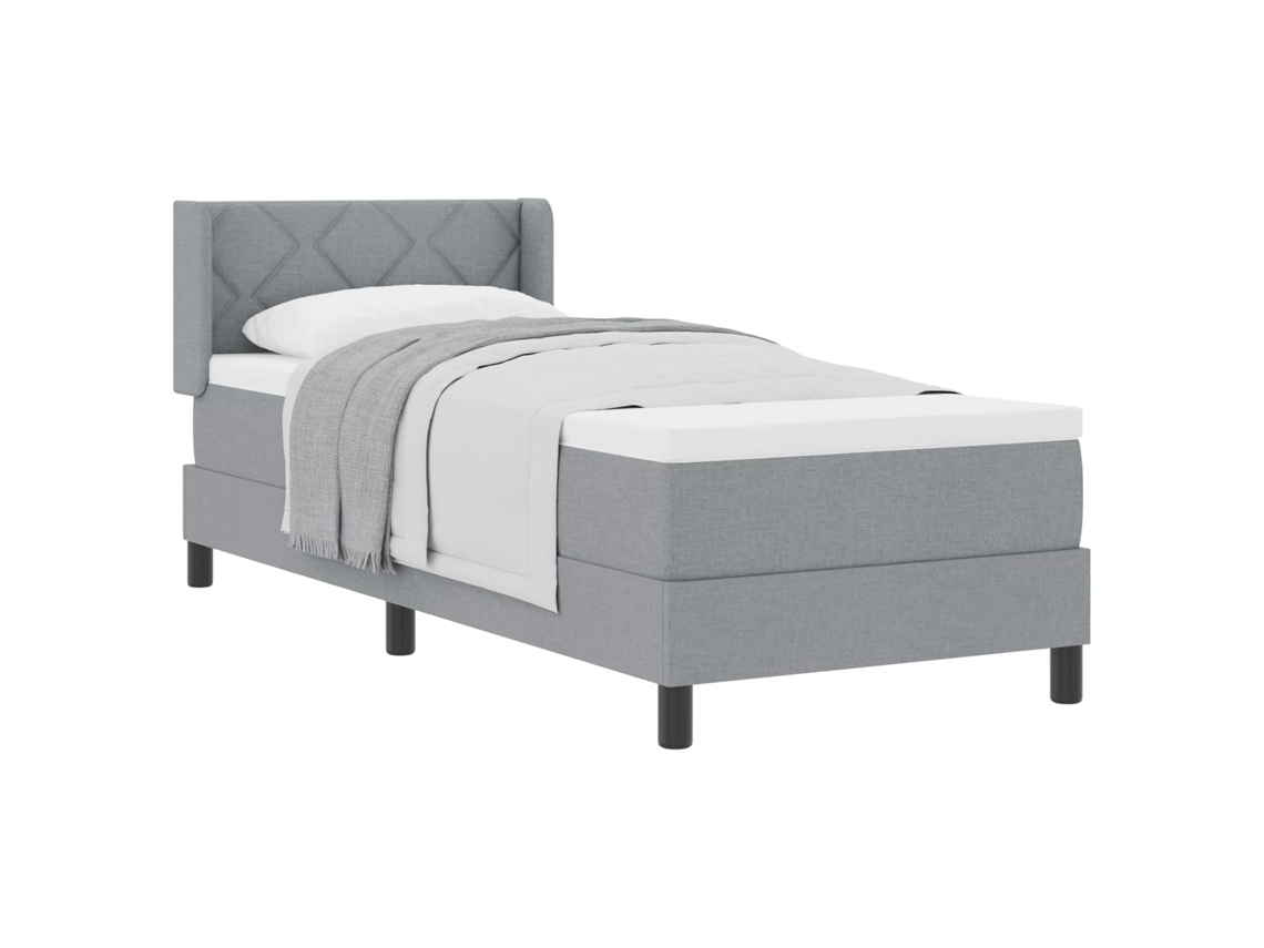 Cama Individual | Cama Tipo Box Spring Gris Claro 200 X 80 Cm Poliéster