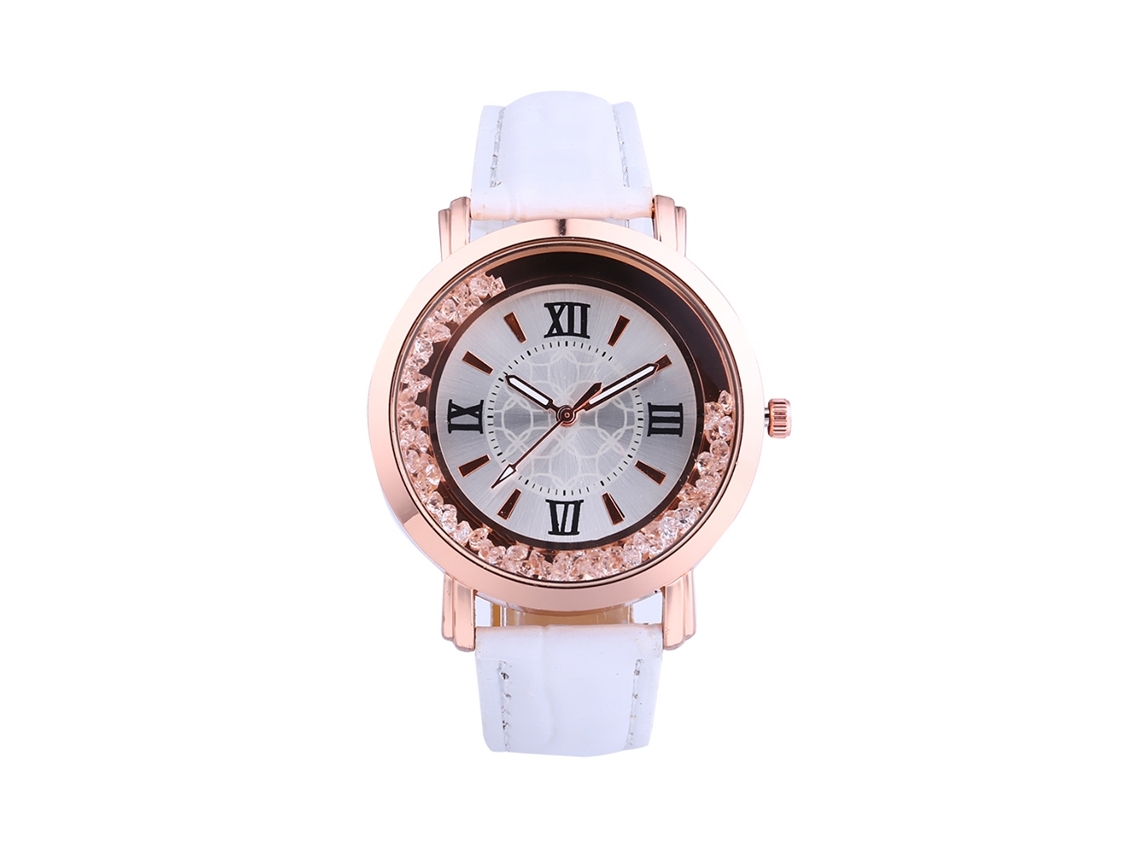 Reloj De Pulsera Unisex De Cuarzo Con Correa Ajustable De Pu Y Esfera Redonda Blanca.