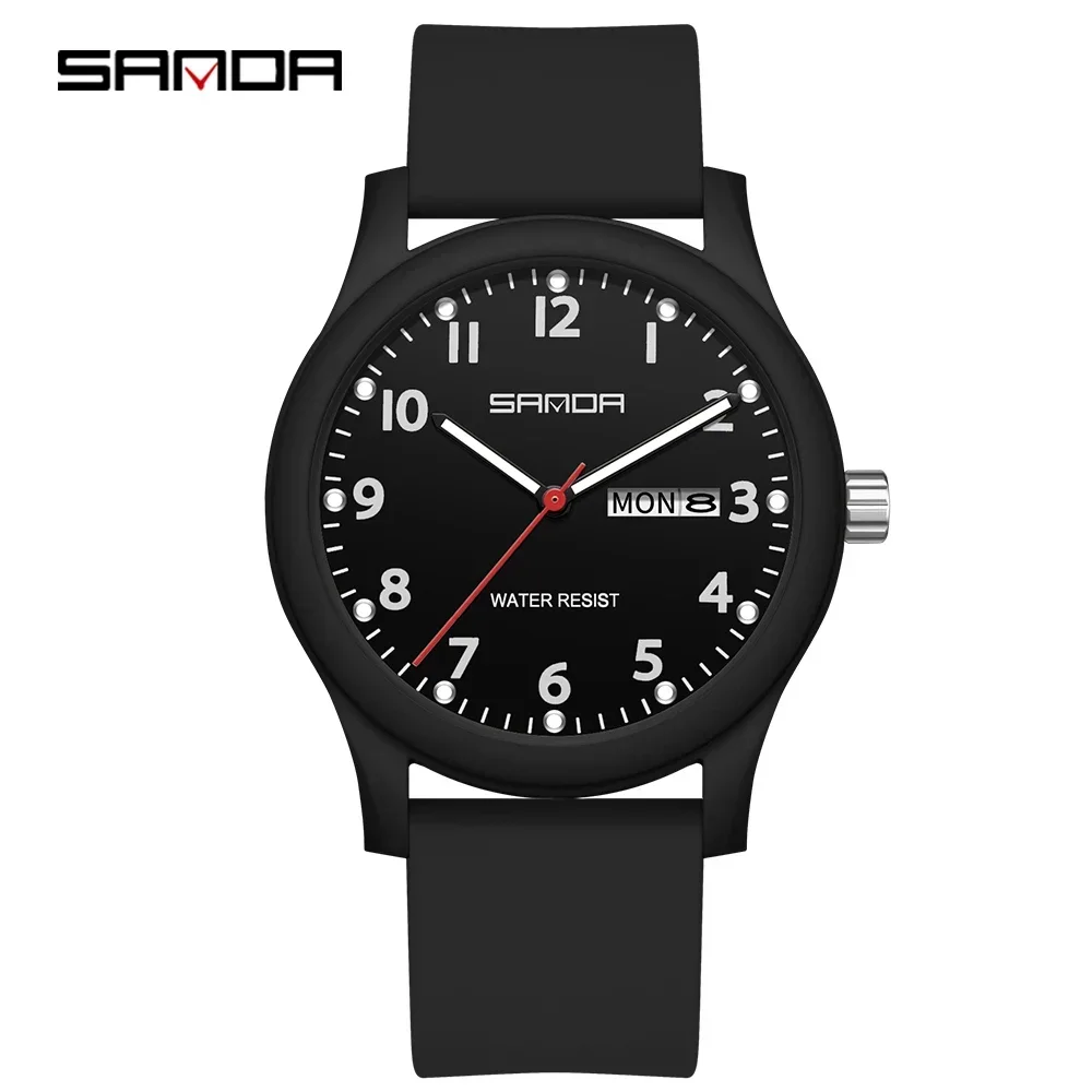 Reloj minimalista de cuarzo para mujer, resistente al agua, con calendario y estilo sencillo. MDUG (negro)