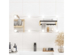 Espejo de pared rectangular con luces LED, 30 x 80 cm, cristal, DKD HOME DECOR