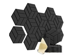 Paneles Acústicos Autoadhesivos Para Pared, Espuma Insonorizante Para Tratamiento Acústico (12 Unidades, Negro/30x26cm) Gertiz