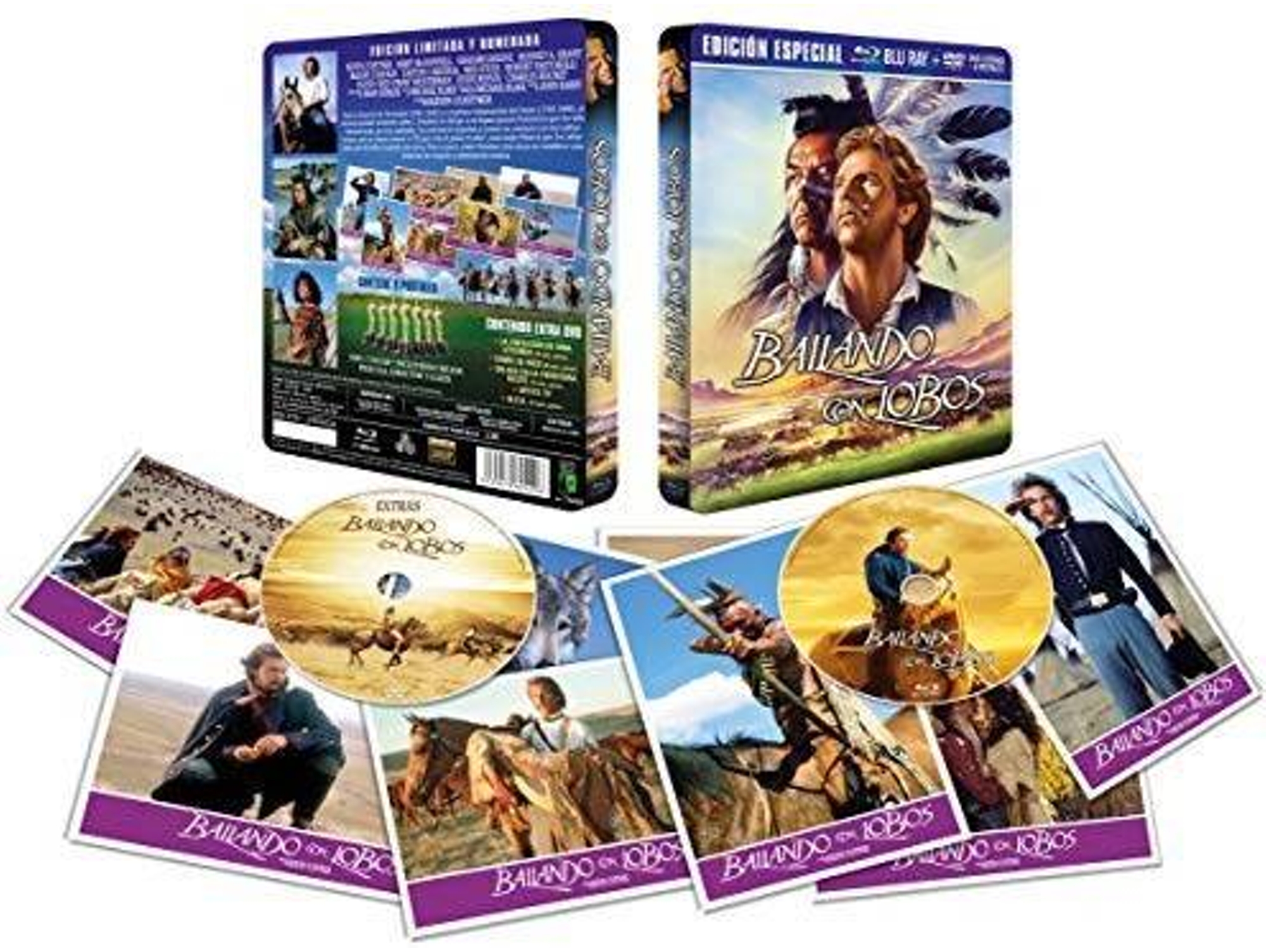DVD Bailando Con Lobos + Edición Metálica Limitada+ 8 Postales 1990 Dance With Wolves