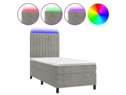 Maison Exclusive - Cama Box Spring Colchón Y Led Terciopelo Gris Claro 100x200 Cm