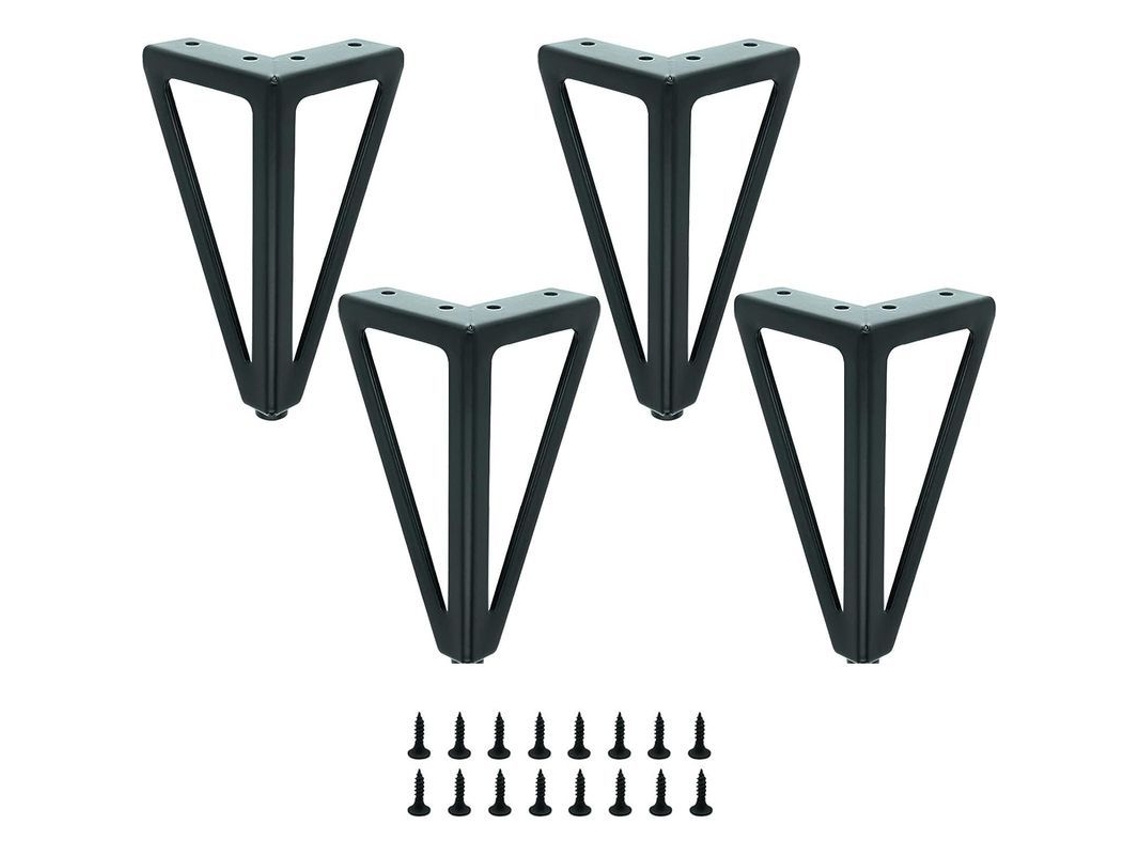 2026-conjunto De 4 Patas De Metal Negro Para Muebles, 15cm, Con Tornillos, Para Mesa De Café, Tv, Sofá, Cama