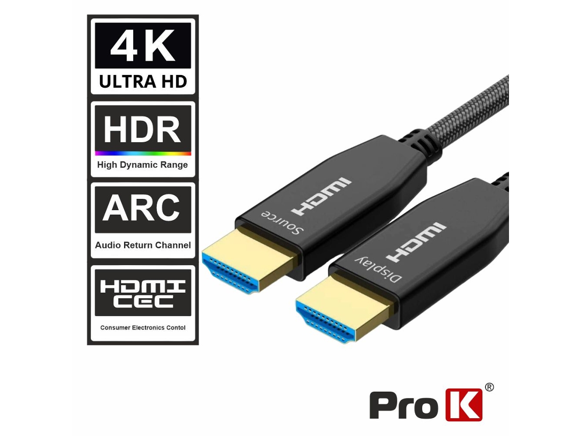 Cable HDMI Fibra Óptica Dorado Macho/Macho 2.0 4k 50m PRO K
