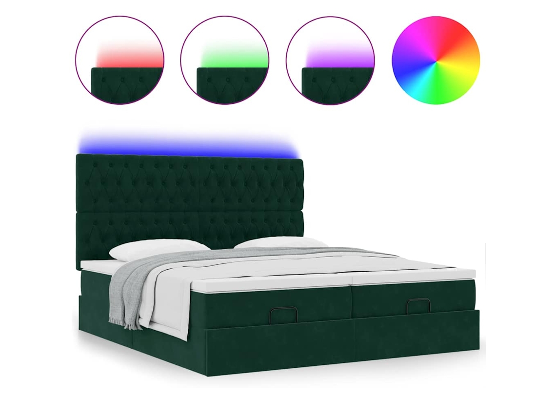Maison Exclusive - Estructura De Cama Otomana Colchones Terciopelo Verde Oscuro