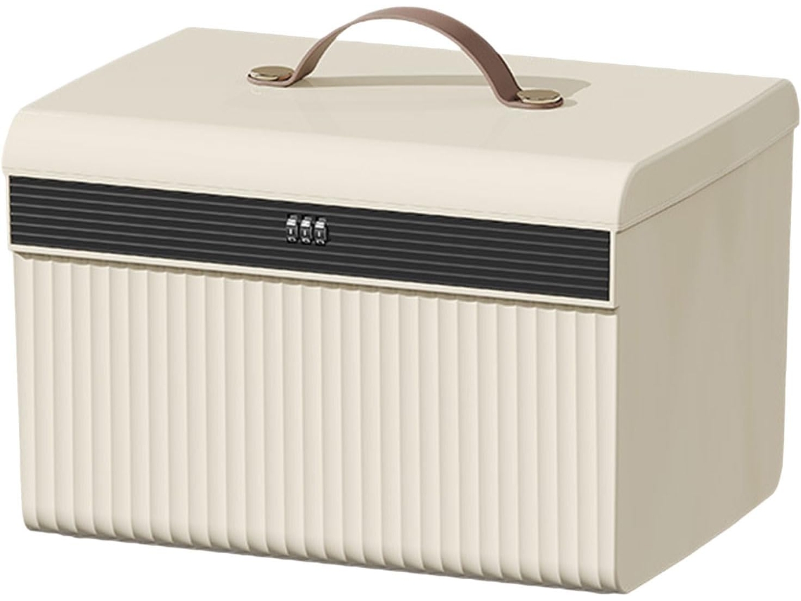 Caja de plástico blanco con cerradura de combinación, duradera y minimalista. SFUSHOS
