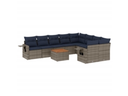 Maison Exclusive - Conjunto De Sofá De Jardín De 10 Piezas Con Cojines, Poliratán Gris