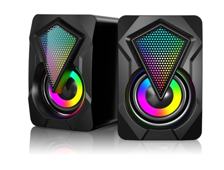 Altavoces para computadora, 2.0 Altavoces para juegos alimentados por USB con luz LED RGB Estéreo de entrada auxiliar de 3,5 mm para PC, computador...