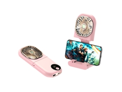 Ventilador De Mano Plegable Con Cordón Para Colgar: Mini Ventilador Multifuncional Y Portátil - Rosa