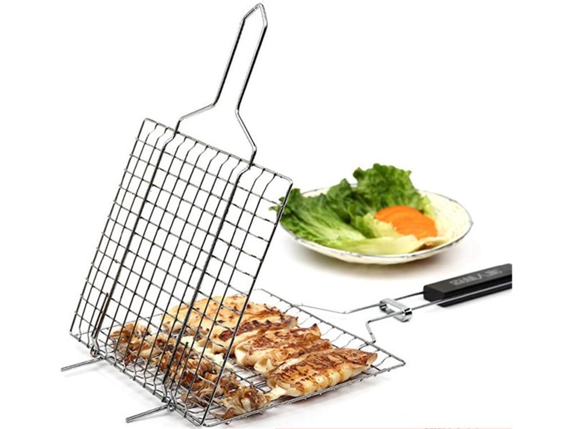 Parrilla cuadrada de acero inoxidable para barbacoa para pescado y carne