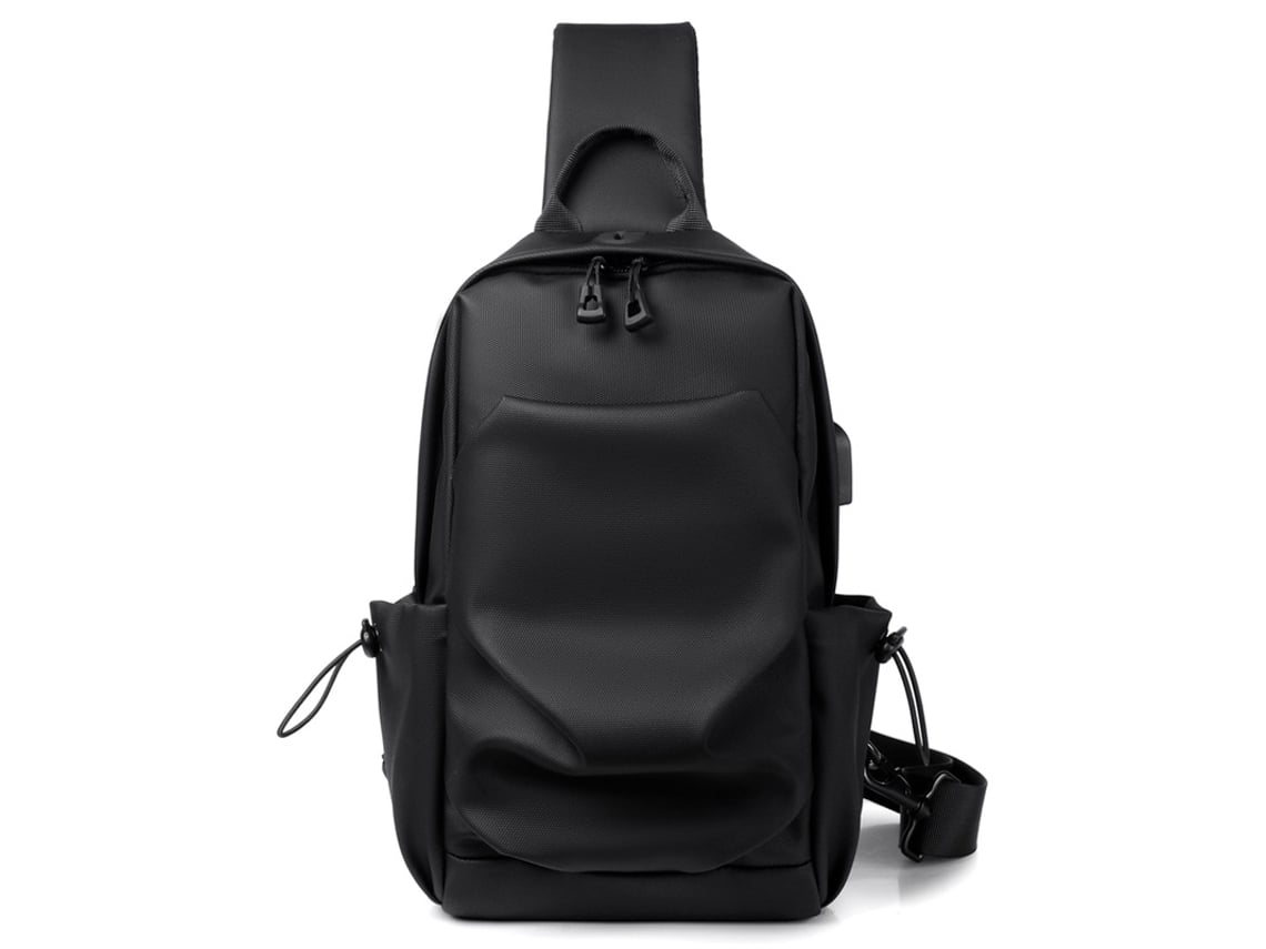 (Negro) Bolso de pecho para hombre, bolso de hombro, multifuncional, casual