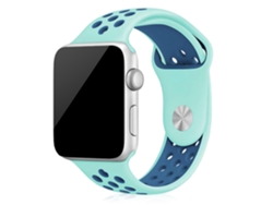 Correa deportiva de silicona compatible con Apple Watch de 42/44/45/49 mm. Talla S/M. 20 x 2 x 0,2 cm. Color verde aguamarina.