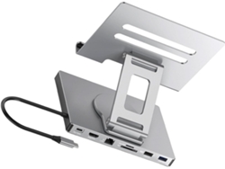 Soporte Giratorio Plegable Para Portátil Con Adaptador Usb-c De 100 W Y 3 Puertos De Red Rj45.