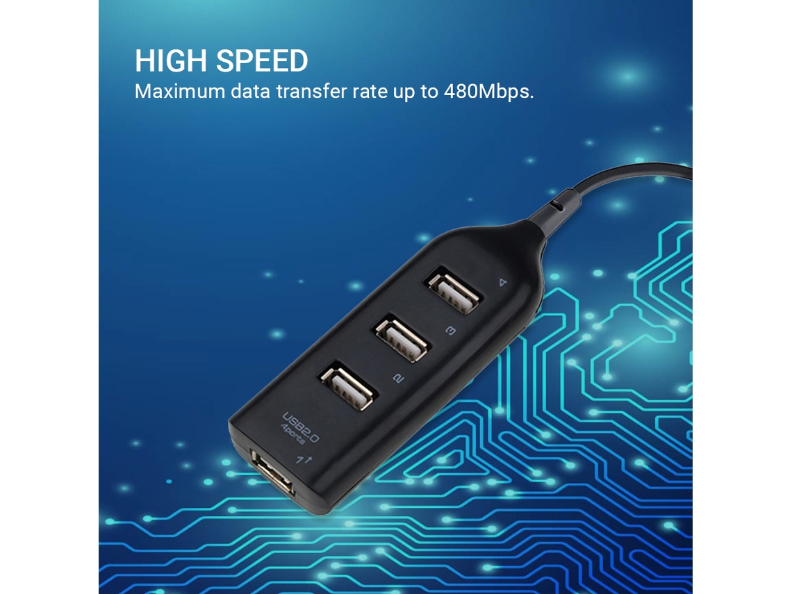 Hub Usb Com 4 Portas 44cm Portátil Splitter Suporta Carregamento E Transferência De Dados 480mbps Para Pc Laptop