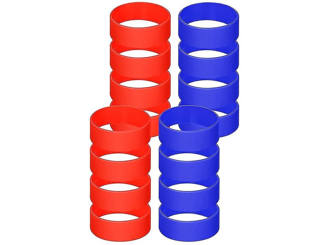 16 Bandas De Silicona Para Tazas De Sublimación - Azul + Rojo