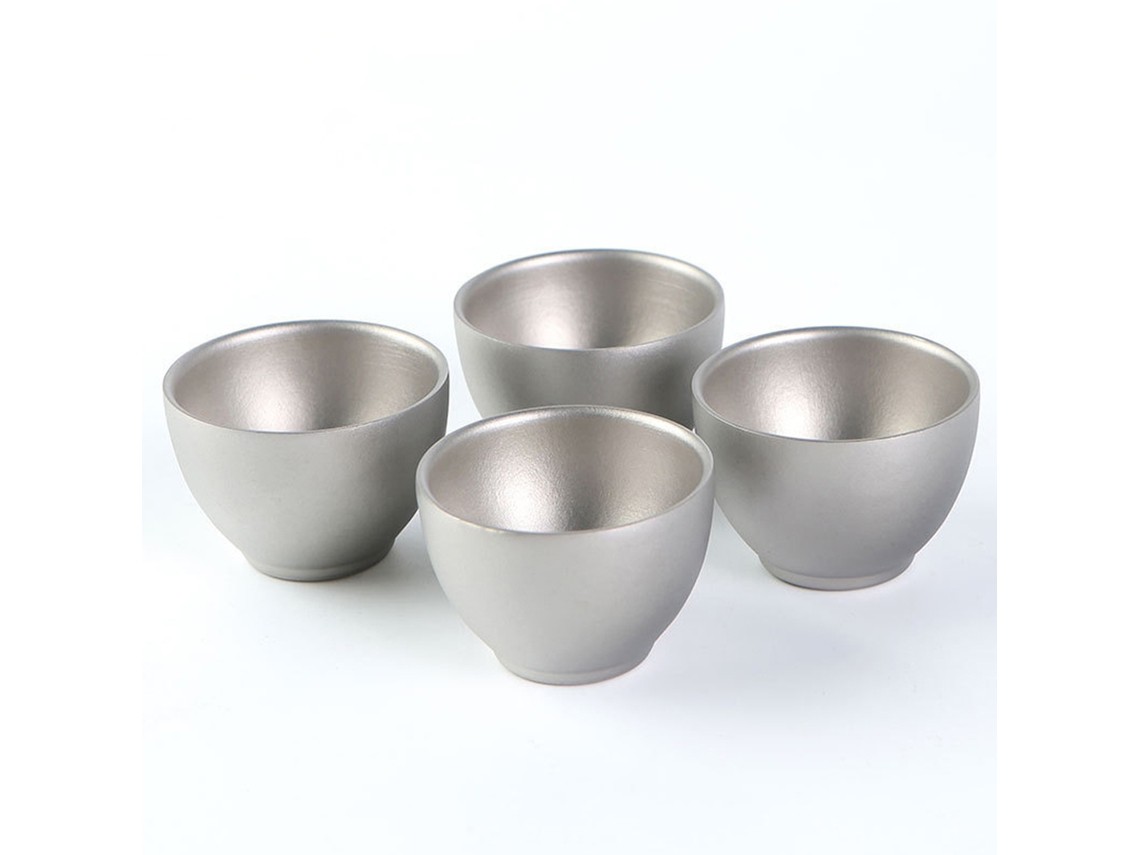 Taza de té portátil Mali de doble pared de titanio para acampar, hacer senderismo y picnics.