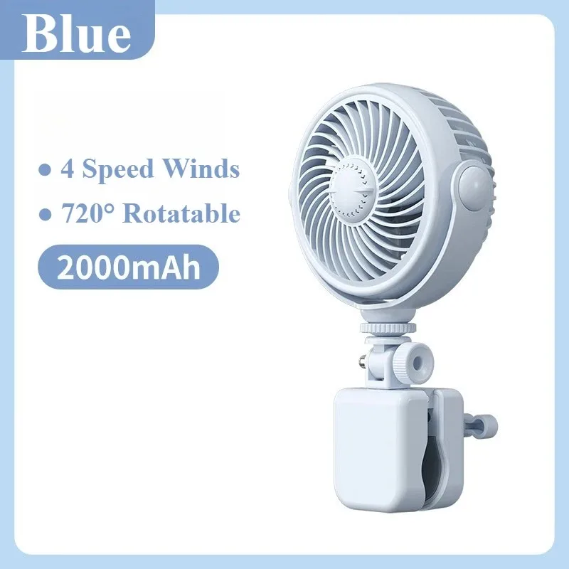 Ventilador De Mano Azul Para Gimnasio Con 4 Velocidades De Viento.