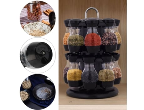 16 estante de especias giratorio estante de especias cocina carrusel de especias contenedor de especias