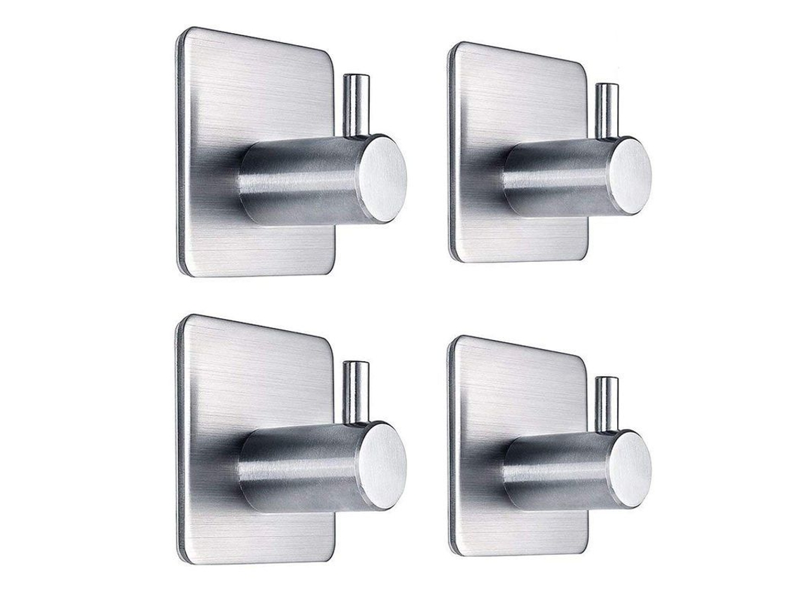 Juego de 4 ganchos de pared impermeables fabricados en acero inoxidable 2026 reforzado con una capacidad de carga máxima de 6,8 kg (15 lb).