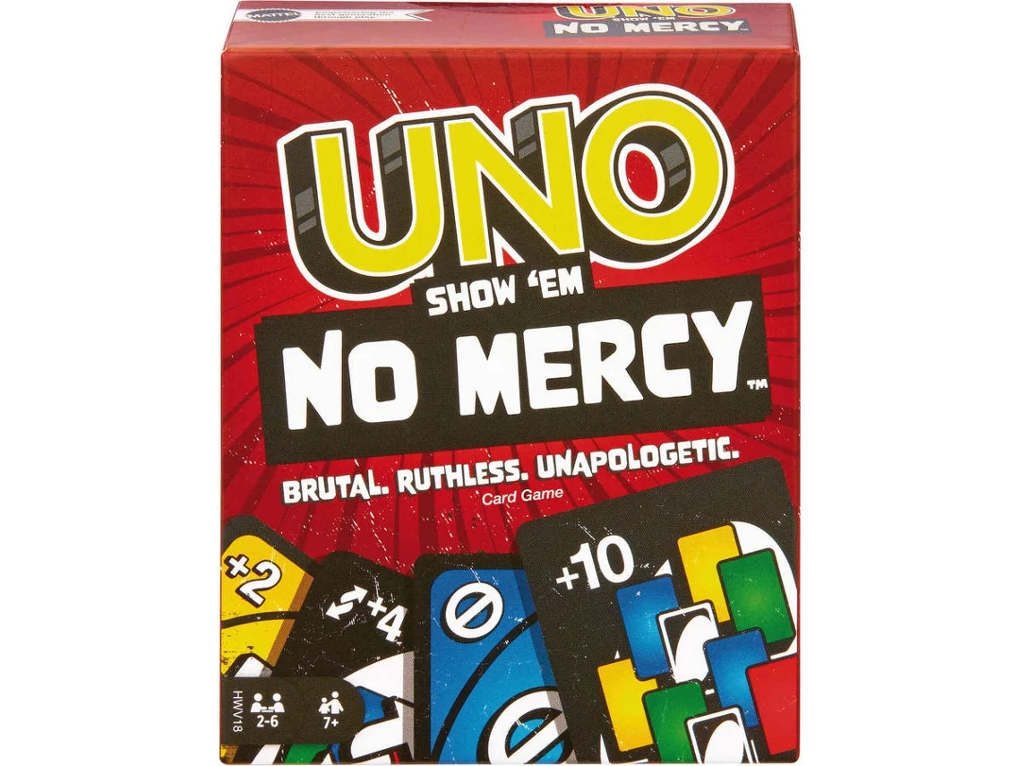 Juego de cartas de Cartas UNO No Mercy (Edad Mínima Recomendada:7 Años)